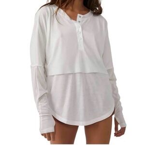 FP Movement by Free People White Layered Long Sleeve Top